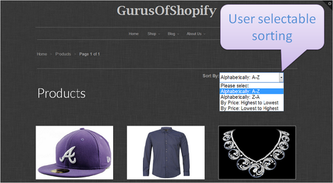 User Selectable sorting