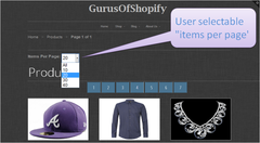 User selectable  "items per page'